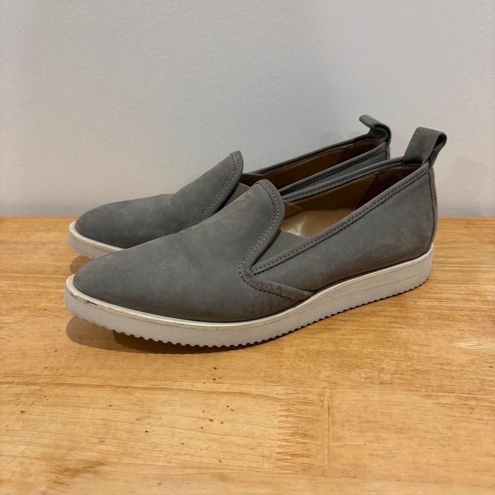 Everlane Street Shoe Slip On Sneakers Womens Grey Size 7 Nubuck Leather Platform